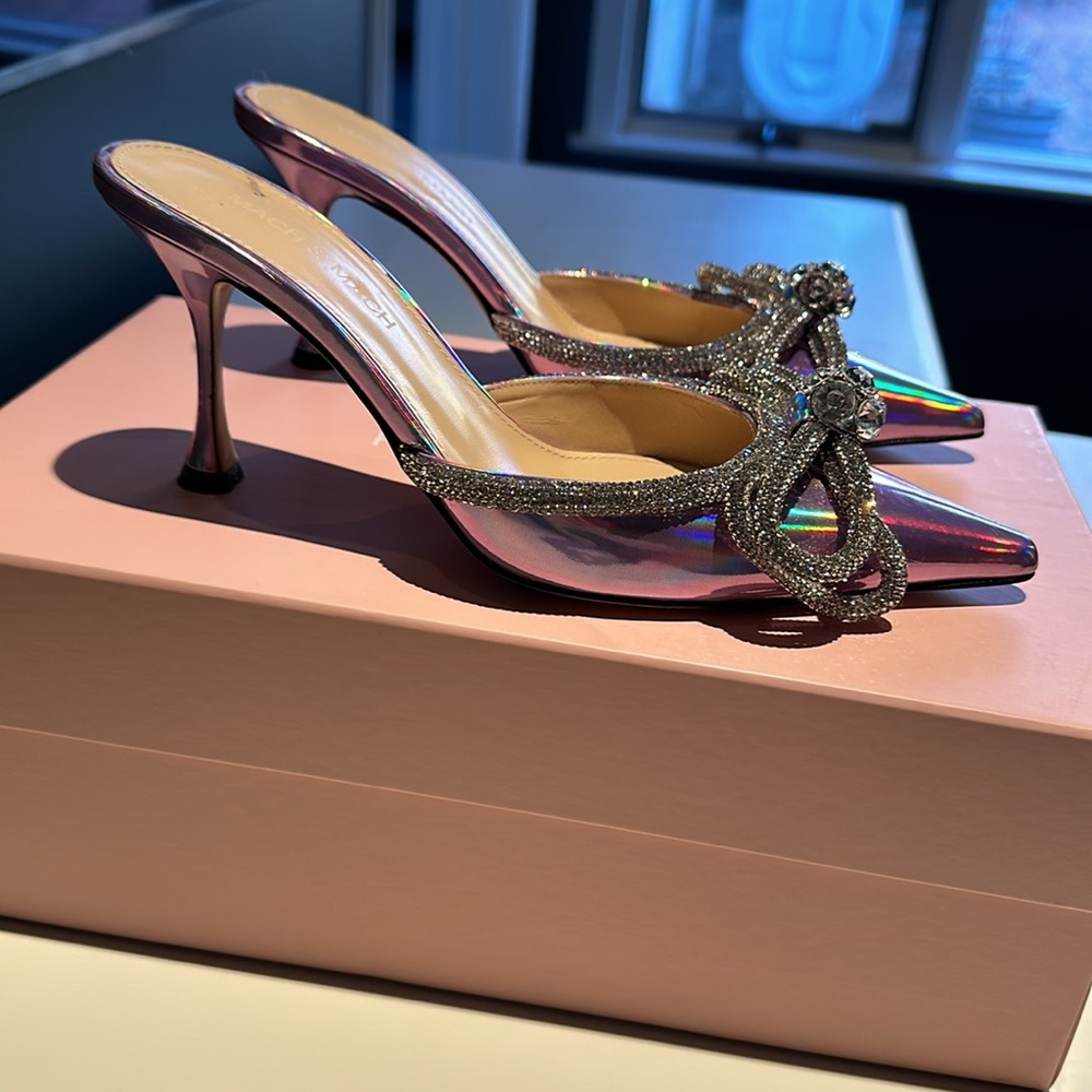 Worn Once Mach & Mach Bow Iridescent Mules, Size … - image 2